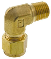 Parker - 5/8" OD, Brass Male Elbow - 2,000 Max Working psi, 7/8" Hex, Comp x MNPT Ends - Eagle Tool & Supply