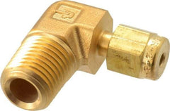 Parker - 1/8" OD, Brass Male Elbow - 3,600 Max Working psi, 9/16" Hex, Comp x MNPT Ends - Eagle Tool & Supply