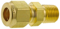 Parker - 1/2" OD, Brass Male Connector - 2,200 Max Working psi, 1-3/8" Hex, Comp x MNPT Ends - Eagle Tool & Supply