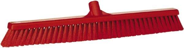 Vikan - 24" Fine Particle Synthetic Push Broom - 2" Bristle Length, Plastic Block, European Threaded Handle Connection - Eagle Tool & Supply