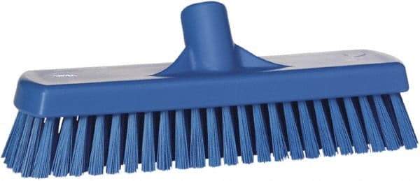 Vikan - 1.7" Bristle Length, Polyester Scrub Brush - 2-1/2" Wide Head, 19" OAL, Blue, Polypropylene Block - Eagle Tool & Supply