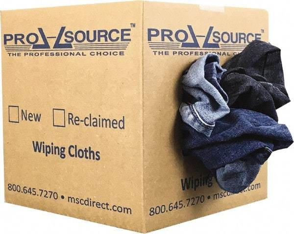 PRO-SOURCE - Reclaimed Rags - Assorted Colors, Denim, Low Lint, 5 Lbs. at 2 to 4 per Pound, Box - Eagle Tool & Supply