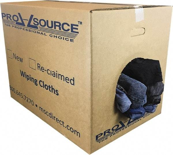 PRO-SOURCE - Reclaimed Rags - Assorted Colors, Denim, Low Lint, 50 Lbs. at 2 to 4 per Pound, Box - Eagle Tool & Supply