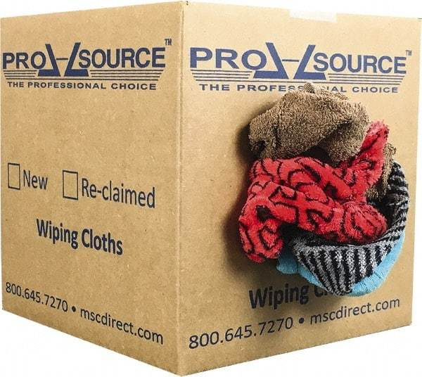 PRO-SOURCE - Reclaimed Rags - Assorted Colors, Terry Cloth, Medium Lint, 5 Lbs. at 3 to 4 per Pound, Box - Eagle Tool & Supply