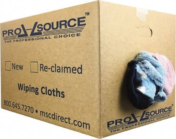 PRO-SOURCE - Reclaimed Rags - Assorted Colors, Terry Cloth, Medium Lint, 25 Lbs. at 3 to 4 per Pound, Box - Eagle Tool & Supply