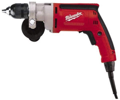 Milwaukee Tool - 3/8" Keyless Chuck, 1,200 RPM, Pistol Grip Handle Electric Drill - 7 Amps, 120 Volts, Reversible, Includes 3/8" Magnum Drill & Side Handle - Eagle Tool & Supply