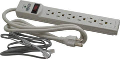 Tripp-Lite - 6 Outlets, 120 Volts, 15 Amps, 4' Cord, Power Outlet Strip - Free Hanging, Keyhole Mount, 5-15P NEMA Configuration, 10.8" Strip, UL1449 3rd Edition - Eagle Tool & Supply