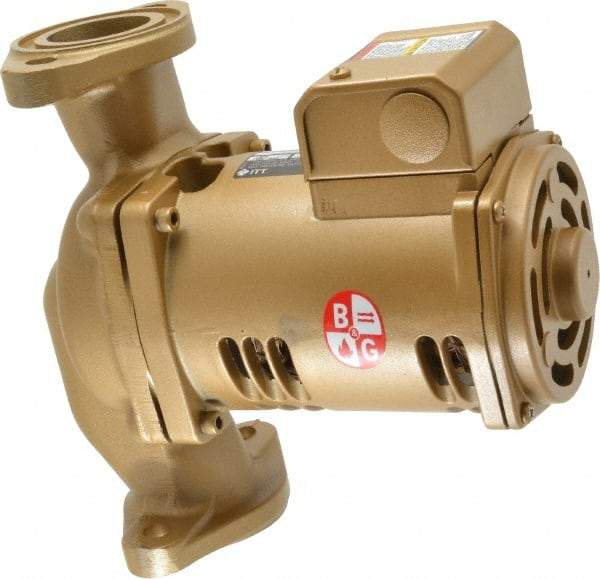 Bell & Gossett - 1/6 hp, 9-1/8" Long, 1 Phase, Bronze Housing, Noryl Impeller, Inline Circulator Pump - 115 Volt, 60 Hz, 6-3/8" Flange Width, Bell & Gossett Part No. 1BL004, 150 Max psi, ODP Motor - Eagle Tool & Supply