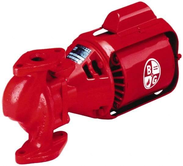 Bell & Gossett - 1/3 hp, 17-1/2" Long, 1 Phase, Cast Iron Housing, Brass Impeller, Inline Circulator Pump - 115/230 Volt, 60 Hz, 10" Flange Width, Bell & Gossett Part No. 102226, 125 Max psi, ODP Motor - Eagle Tool & Supply