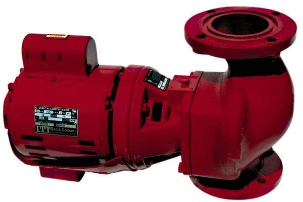 Bell & Gossett - 1/6 hp, 16-5/8" Long, 1 Phase, Cast Iron Housing, Brass Impeller, Inline Circulator Pump - 115 Volt, 60 Hz, 8-1/2" Flange Width, Bell & Gossett Part No. 102214, 125 Max psi, ODP Motor - Eagle Tool & Supply