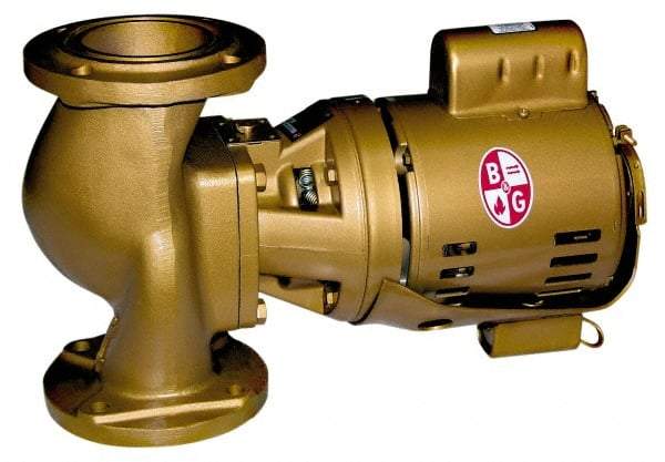 Bell & Gossett - 1/6 hp, 16-5/8" Long, 1 Phase, Bronze Housing, Brass Impeller, Inline Circulator Pump - 115 Volt, 60 Hz, 8-1/2" Flange Width, Bell & Gossett Part No. 102217, 125 Max psi, ODP Motor - Eagle Tool & Supply