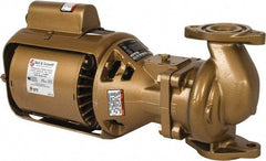 Bell & Gossett - 1/12 hp, 14-7/8" Long, 1 Phase, Bronze Housing, Brass Impeller, Inline Circulator Pump - 115 Volt, 60 Hz, 6-3/8" Flange Width, Bell & Gossett Part No. 106197, 125 Max psi, ODP Motor - Eagle Tool & Supply