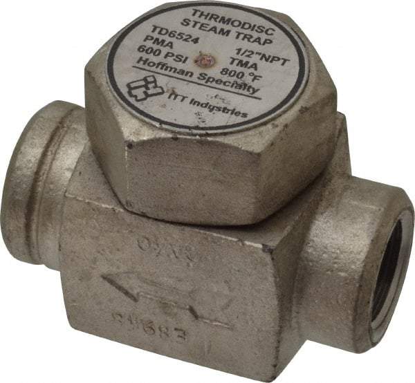 Hoffman Speciality - 1/2 Female" Pipe, Stainless Steel Thermodisc Steam Trap - 600 Max psi - Eagle Tool & Supply