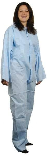 PRO-SAFE - Size 4XL Polypropylene General Purpose Coveralls - Blue, Zipper Closure, Elastic Cuffs, Elastic Ankles, Serged Seams, ISO Class 7 - Eagle Tool & Supply