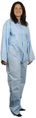 PRO-SAFE - Size 4XL SMS Chemical Resistant Coveralls - Blue, Zipper Closure, Elastic Cuffs, Elastic Ankles, Serged Seams, ISO Class 6 - Eagle Tool & Supply