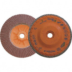 WALTER Surface Technologies - 60 Grit, 4-1/2" Disc Diam, 5/8-11 Center Hole, Zirconia Alumina Flap Disc - 13,300 Max RPM, Plastic Backing, Arbor Attaching System, Coated - Eagle Tool & Supply