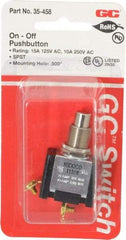 GC/Waldom - 1/2 Inch Mount Hole, Pushbutton Switch Only - Round, Chrome Pushbutton, Nonilluminated, Maintained (MA), On-Off - Eagle Tool & Supply