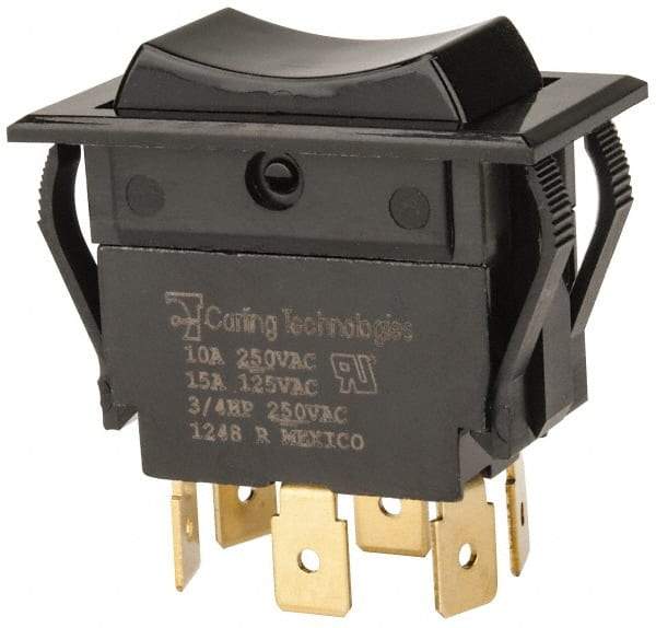 GC/Waldom - DPDT, Momentary (MO), On-Off-On Sequence, Appliance Rocket Switch - 15 Amps at 125 Volts, 10 Amps at 250 Volts, 3/4 hp at 125/250 VAC, Quick Connect, Panel Mount - Eagle Tool & Supply