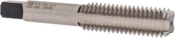 Union Butterfield - 5/8-11 UNC 2B/3B 4 Flute Bright Finish High Speed Steel Straight Flute Standard Hand Tap - Bottoming, Right Hand Thread, 3-13/16" OAL, 1-13/16" Thread Length, H3 Limit, Oversize - Eagle Tool & Supply