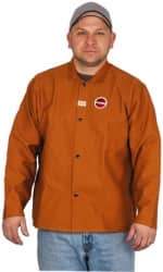 Stanco Safety Products - Size M Welding & Flame Resistant/Retardant Jacket - Brown, Cotton, Snaps Closure, 38 to 40" Chest - Eagle Tool & Supply