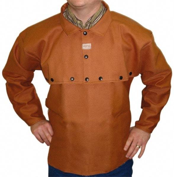 Stanco Safety Products - Size L, 42-44" Chest, 20" Long, Flame Resistant, Cape Sleeves & Bib - Cotton, 12 oz, Russet - Eagle Tool & Supply