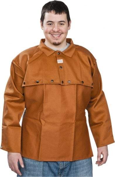 Stanco Safety Products - Size XL, 46-48" Chest, 20" Long, Flame Resistant, Cape Sleeves & Bib - Cotton, 12 oz, Russet - Eagle Tool & Supply