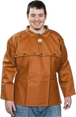 Stanco Safety Products - Size XL, 46-48" Chest, 20" Long, Flame Resistant, Cape Sleeves & Bib - Cotton, 12 oz, Russet - Eagle Tool & Supply