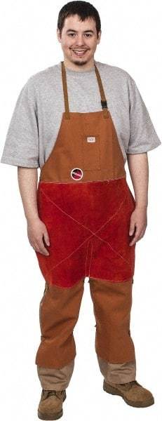 Stanco Safety Products - 24 x 48" Flame Resistant/Retardant & Welding Split Leg Apron - Cotton, 12 oz Material, Brown, 1 Pocket - Eagle Tool & Supply