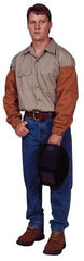 Stanco Safety Products - Size Universal, Brown Cotton Welding Sleeves - 23" Long Sleeve, Elastic Opening at Both Ends - Eagle Tool & Supply