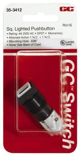 GC/Waldom - 0.638 Inch Mount Hole, Pushbutton Switch Only - Square, Maintained (MA) - Eagle Tool & Supply