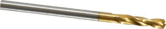 Guhring - 7/64" 130° Parabolic Flute Cobalt Screw Machine Drill Bit - TiN Finish, Right Hand Cut, 16mm Flute Length, 46mm OAL, Standard Point, Straight Shank - Eagle Tool & Supply