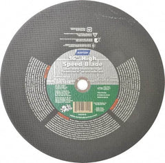 Norton - 16" 24 Grit Silicon Carbide Cutoff Wheel - 1/8" Thick, 1" Arbor, 4,800 Max RPM, Use with Electric & Gas Powered Saws - Eagle Tool & Supply