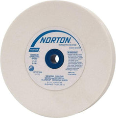 Norton - 100 Grit Aluminum Oxide Bench & Pedestal Grinding Wheel - 6" Diam x 1" Hole x 1" Thick, 4140 Max RPM, J Hardness, Fine Grade , Vitrified Bond - Eagle Tool & Supply