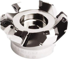 Seco - 6.93" Cut Diam, 2" Arbor Hole, 0.295" Max Depth of Cut, 45° Indexable Chamfer & Angle Face Mill - 10 Inserts, SE.. 1505 Insert, Right Hand Cut, 10 Flutes, Series QuattroMill - Eagle Tool & Supply
