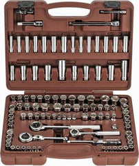 Paramount - 103 Piece 1/4" & 3/8" Drive Deep Well Socket Set - 6, 8, 12 Points, 5/32" to 13/16" (4mm to 19mm) Range, Inch/Metric Measurement Standard - Eagle Tool & Supply