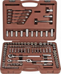 Paramount - 107 Piece 1/4, 3/8 & 1/2" Drive Standard Deep Socket Set - 6, 8 & 12 Points, 5/32 to 1/2", 4 to 13mm, Inch/Metric Measurement Standard - Eagle Tool & Supply