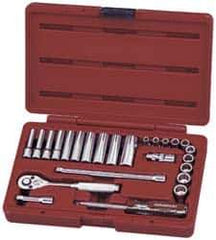 Paramount - 25 Piece 1/4" Drive Deep Well Socket Set - 12 Points, 3/16" to 9/16" Range, Inch Measurement Standard - Eagle Tool & Supply