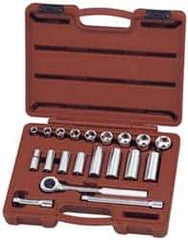 Paramount - 20 Piece 3/8" Drive Deep Well Socket Set - 6 Points, 3/8" to 7/8" Range, Inch Measurement Standard - Eagle Tool & Supply
