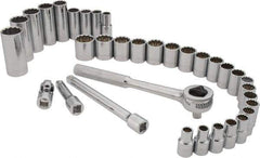 Paramount - 34 Piece 3/8" Drive Standard Deep Socket Set - 12 Points, 5/16 to 7/8", 8 to 19mm, Inch/Metric Measurement Standard - Eagle Tool & Supply