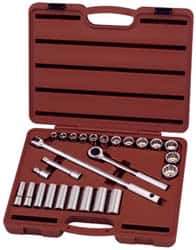 Paramount - 26 Piece 1/2" Drive Deep Well Socket Set - 6, 12 Points, 7/16" to 1" Range, Inch Measurement Standard - Eagle Tool & Supply
