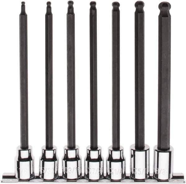 Paramount - 7 Piece 3/8" Drive Inch Ball Hex Bit Socket Set - 1/8 to 3/8" Hex - Eagle Tool & Supply