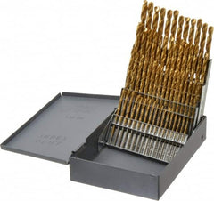 Hertel - 118° Point, TiN Finish, High Speed Steel Jobber Length Drill Bit Set - Eagle Tool & Supply