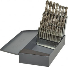 Hertel - 1/16 to 1/2", 118° Point, Bright Finish, High Speed Steel Screw Machine Length Drill Bit Set - Eagle Tool & Supply