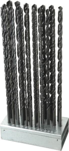 Hertel - 1/8 to 1/2", 118° Point, Oxide Finish, High Speed Steel Aircraft Extension Length Drill Bit Set - Eagle Tool & Supply