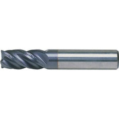 Kennametal - 3/4", 4" LOC, 3/4" Shank Diam, 6-1/4" OAL, 4 Flute, Solid Carbide Square End Mill - Single End, AlTiN Finish, Spiral Flute, 38° Helix, Centercutting, Right Hand Cut, Right Hand Flute, Series HPHV - Eagle Tool & Supply