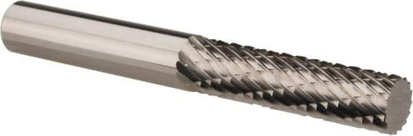 Atrax - 1/4" Cut Diam, 1/4" Shank Diam, Cylinder Head Double Cut Burr - Carbide, Flat End, 1" LOC, 2-1/4" OAL - Eagle Tool & Supply