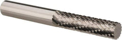 Atrax - 1/4" Cut Diam, 1/4" Shank Diam, Cylinder Head Double Cut Burr - Carbide, Flat End, 1" LOC, 2-1/4" OAL - Eagle Tool & Supply