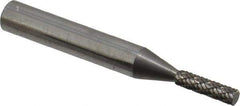 Atrax - 1/8" Cut Diam, 1/4" Shank Diam, Cylinder Head Double Cut Burr - Carbide, Flat End, 5/8" LOC, 2" OAL - Eagle Tool & Supply