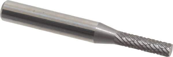Atrax - 5/32" Cut Diam, 1/4" Shank Diam, Cylinder Head Double Cut Burr - Carbide, Flat End, 5/8" LOC, 2-1/4" OAL - Eagle Tool & Supply