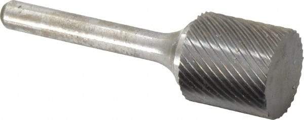 Atrax - 3/4" Cut Diam, 1/4" Shank Diam, Cylinder Head Single Cut Burr - Carbide, Flat End, 3/4" LOC, 2-1/4" OAL - Eagle Tool & Supply